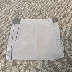 Athleta White and Gray Pinstripe Mini Skirt